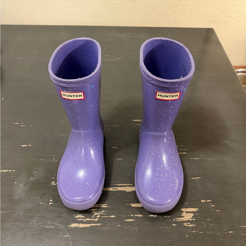 Hunter - Kids First Giant Glitter Rain Boots Purple Burst Size 12 Toddlr